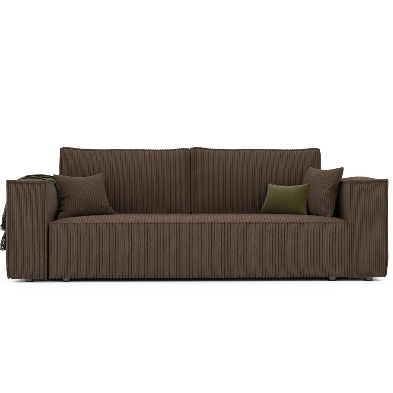 GREKPOL Sofa 240x105 cm - Canapé 3 Places Velours Côtelé - Marron Canapé Convertible 3 Places avec Dossier rembourré