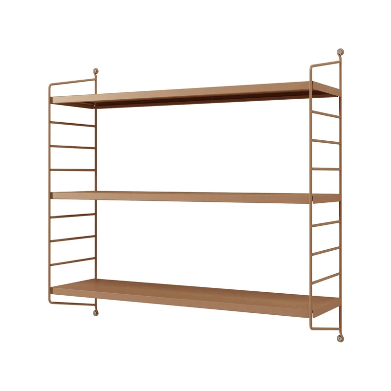 [en.casa] Étagère Murale Modulable pour Salon Chambre Meuble de Rangement Style Insdustriel à 3 Niveaux Acier Solide 50 x 60 x 15 cm Marron Clair Mat