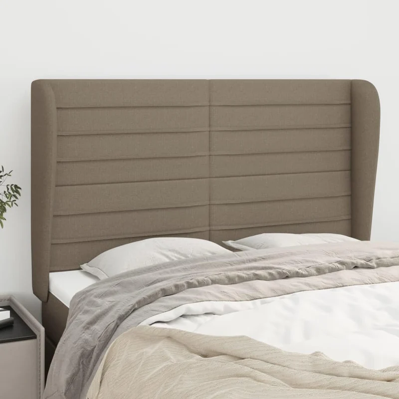 INLIFE Tête de lit avec Oreilles Taupe 147x23x118/128 cm TissuMeubles,Lits & Accessoires,Têtes et Pieds de lit-44.99 lb-Taupe-56926
