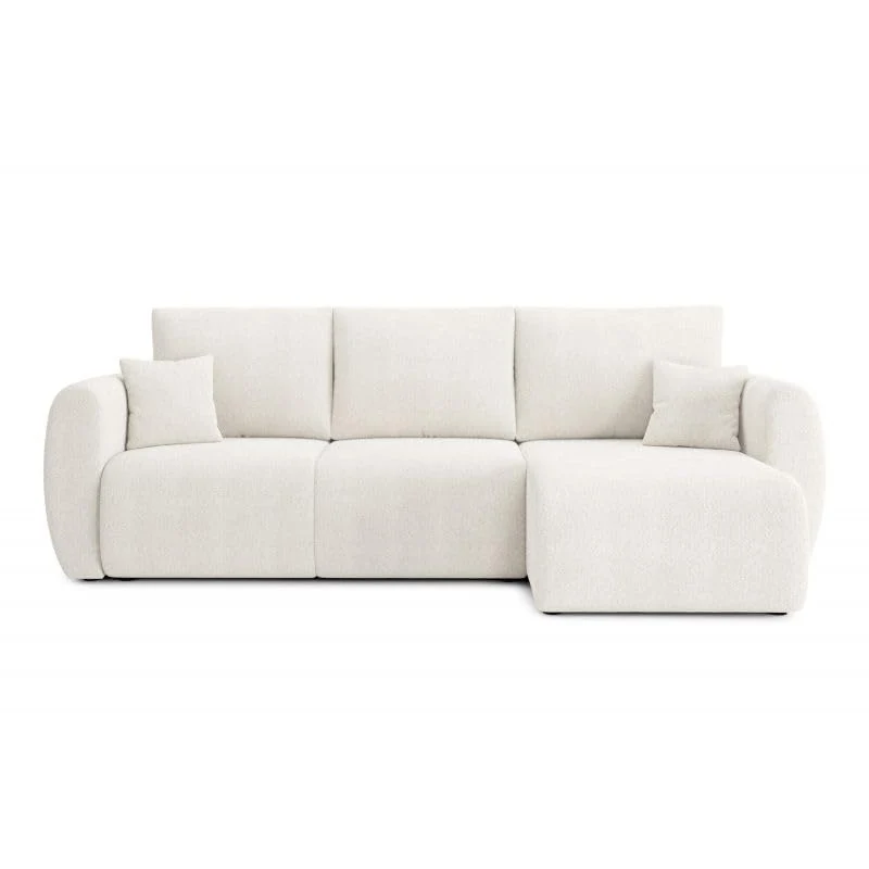 BAÏTA Canapé d'angle REFA Convertible Tissu Bouclette Blanc