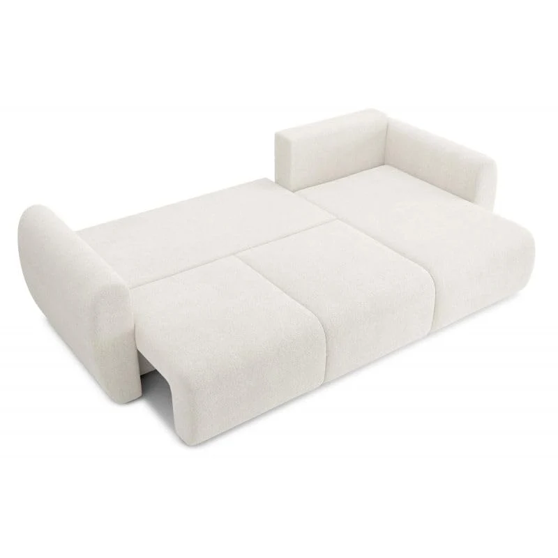 BAÏTA Canapé d'angle REFA Convertible Tissu Bouclette Blanc