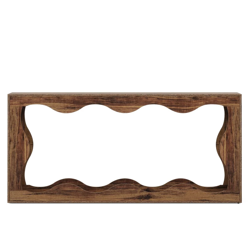 Tribesigns Table console de ferme de 160 cm avec rangement, table de canapé derrière le canapé, longue table d'entrée, table console étroite, table de couloir pour entrée, salon, marron