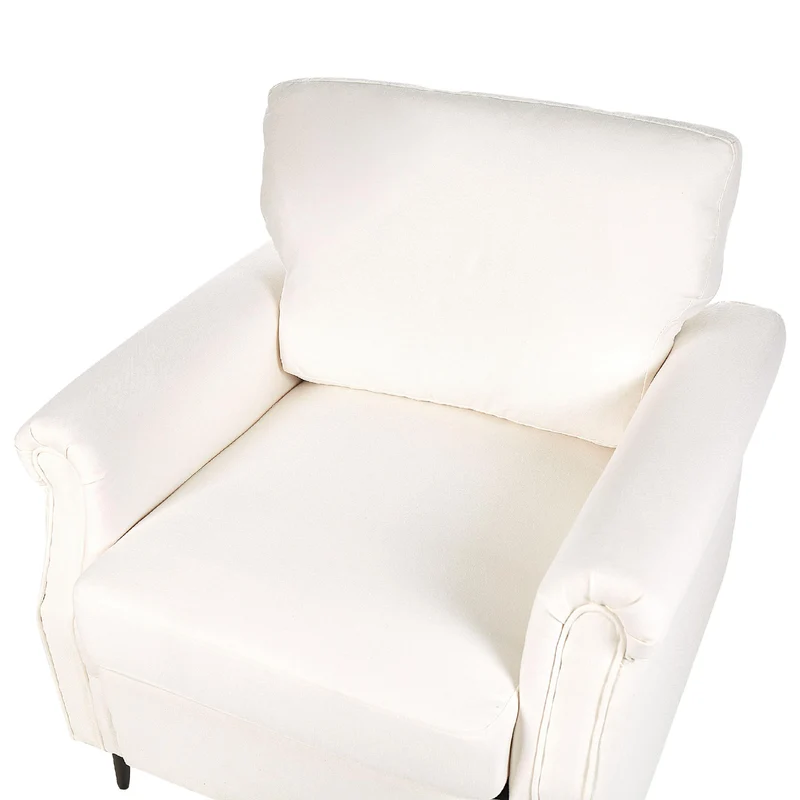 Fauteuil en Tissu Rembourré Blanc et Pieds en Métal Noir Salon Rétro Vietas