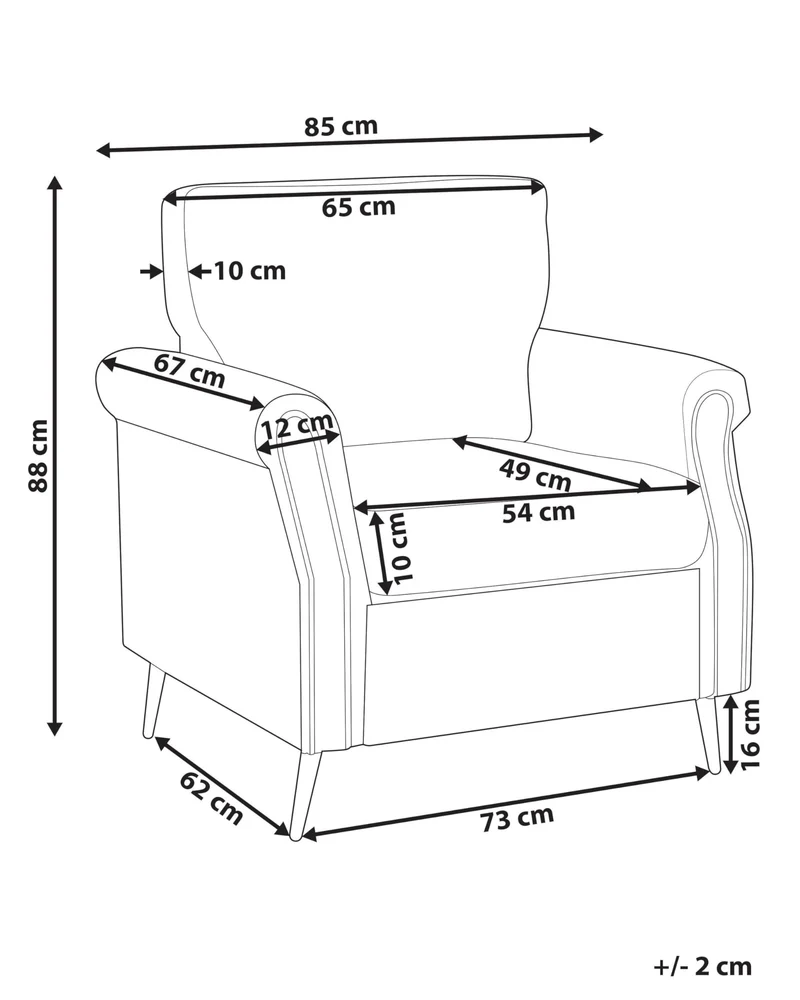 Fauteuil en Tissu Rembourré Blanc et Pieds en Métal Noir Salon Rétro Vietas