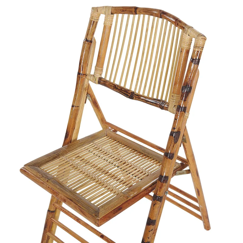 Lot de 4 Chaises de Salle à Manger Pliantes en Bambou Naturel et Rotin Parfaites pour Salon ou Cuisine au Style Boho Rustique et Colonial Beliani