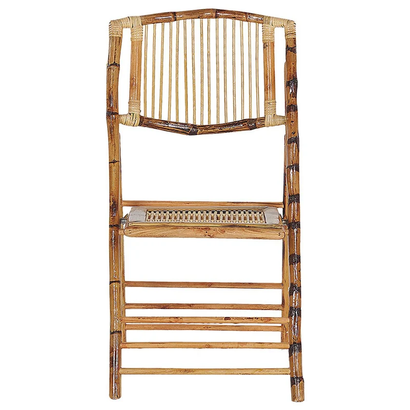 Lot de 4 Chaises de Salle à Manger Pliantes en Bambou Naturel et Rotin Parfaites pour Salon ou Cuisine au Style Boho Rustique et Colonial Beliani