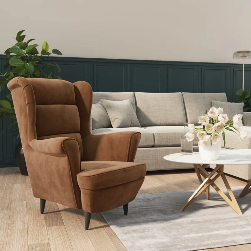 INLIFE Fauteuil marron velours 4067