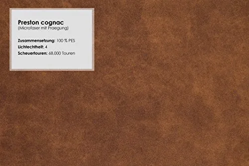 CAVADORE Big Sofa Mavericco Canapé rembourré, Taille XXL, Aspect Cuir, avec Coussin de Dossier et Coussin décoratif, 287 x 69 x 108 cm (l x H x P), en Microfibre, Cognac
