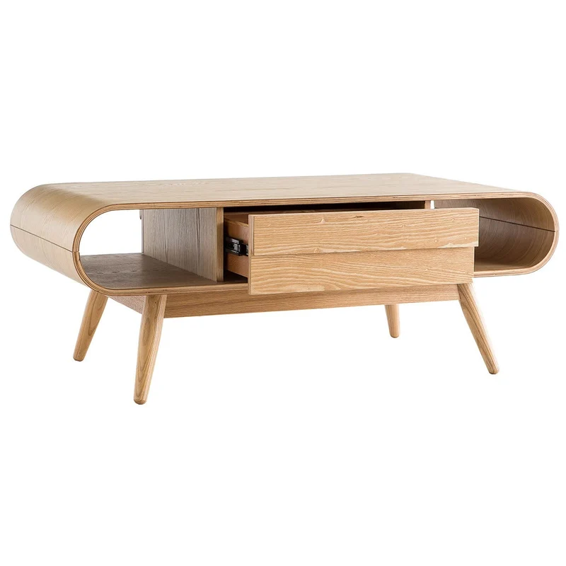 Miliboo Table Basse rectangulaire avec rangements scandinave Bois Clair L120 cm BALTIK