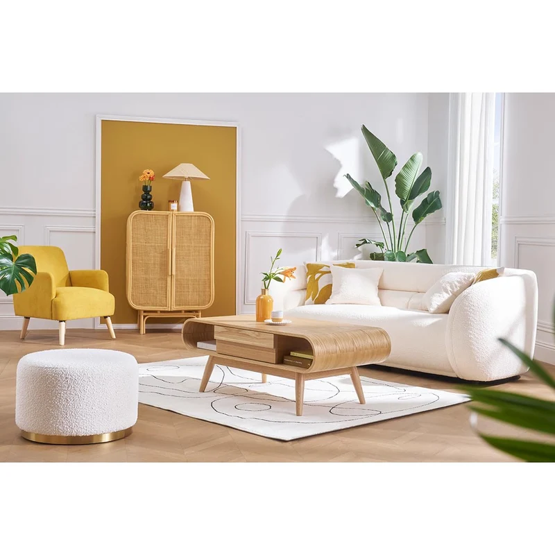 Miliboo Table Basse rectangulaire avec rangements scandinave Bois Clair L120 cm BALTIK