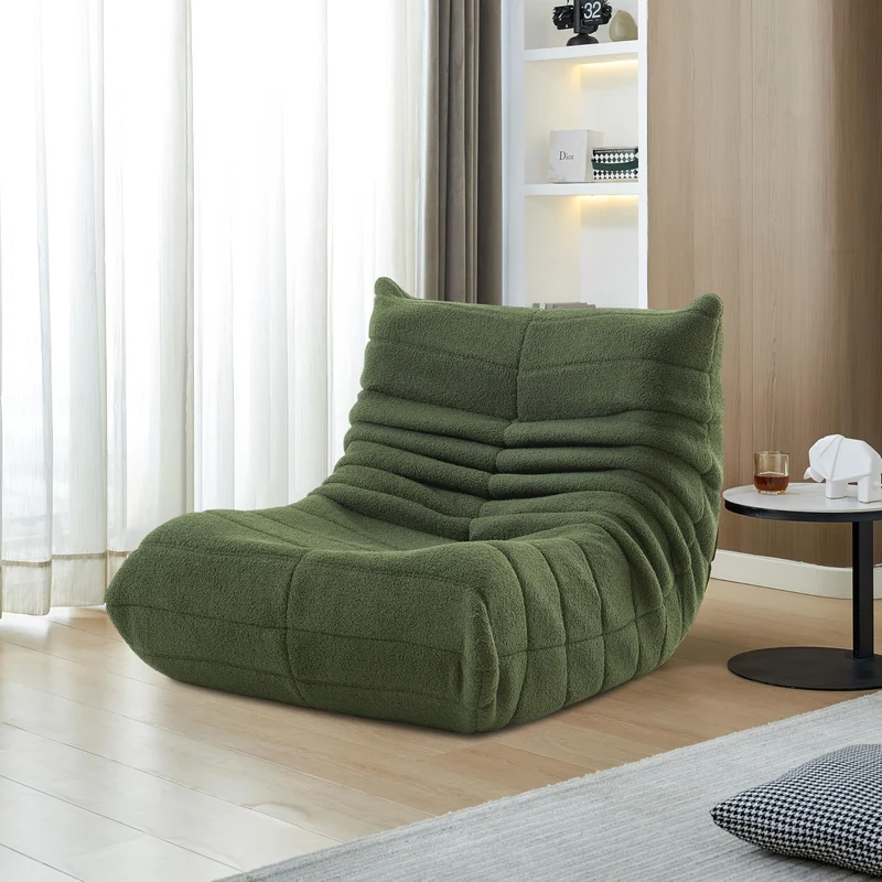 DAHUEN Fauteuil Paresseux avec Dossier,Grand Pouf Poire pour Adultes,Lazy Canapé Individuel Canapé de Sol,avec Mousse Confortable Haute densité,pour Salon, Chambre à Coucher,99x33x33cm (Vert)