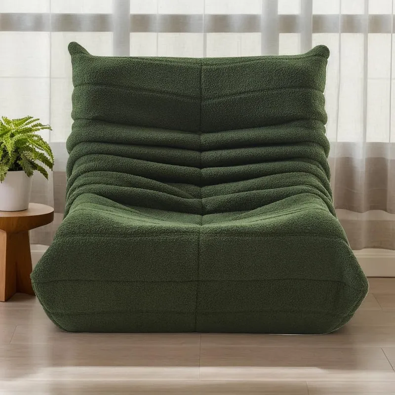 DAHUEN Fauteuil Paresseux avec Dossier,Grand Pouf Poire pour Adultes,Lazy Canapé Individuel Canapé de Sol,avec Mousse Confortable Haute densité,pour Salon, Chambre à Coucher,99x33x33cm (Vert)
