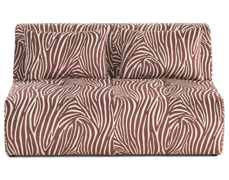 Lisa Design - Onyx - canapé Droit 2 Places zèbre en Velours, Marron/Blanc