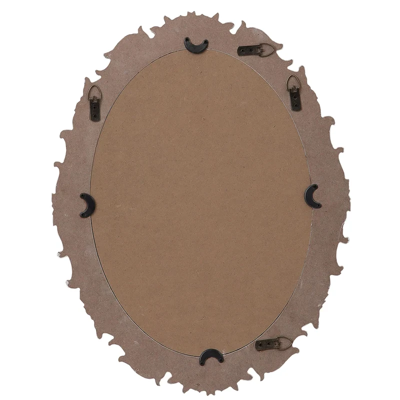 Sintosin Miroir Mural Ovale Baroque 54 x 40 cm, Miroirs Vintage Blancs Déprimés pour Le Salon, Miroirs en Bois pour Salle de Bain, Entrée, Miroir Mural Design horizontaux ou verticaux