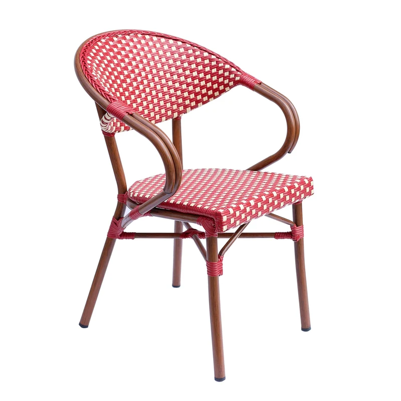 Oviala Fauteuil de bistrot Parisien en Aluminium Rouge