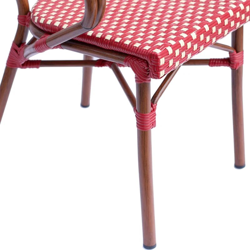 Oviala Fauteuil de bistrot Parisien en Aluminium Rouge