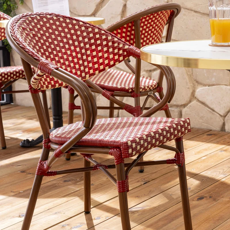 Oviala Fauteuil de bistrot Parisien en Aluminium Rouge
