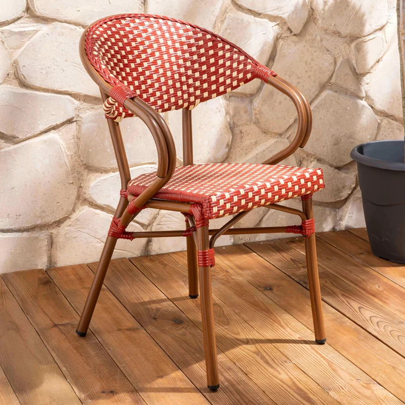 Oviala Fauteuil de bistrot Parisien en Aluminium Rouge