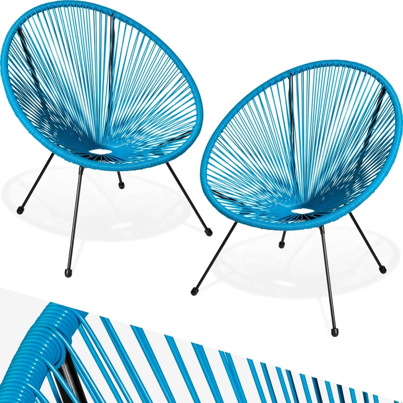 TecTake® Lot de 2 Fauteuil de Jardin Acapulco pour Salon de Jardin Exterieur ou Intérieur, Structure en Acier époxy, Mobilier pour Amenagement Balcon Terrasse - Plusieurs Couleurs
