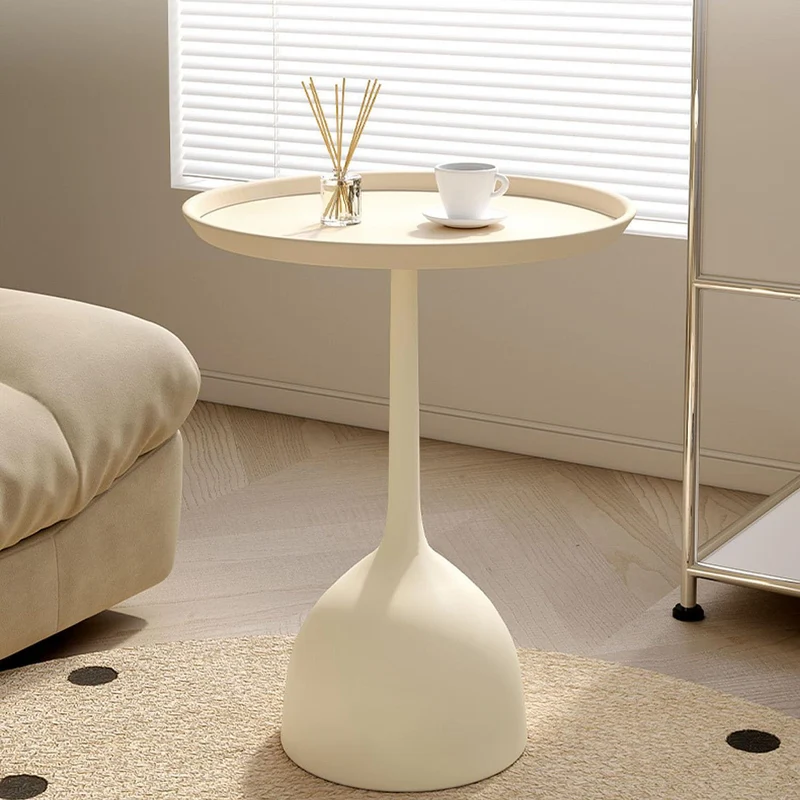 Table d'appoint avec Structure en Fer Robuste, Table d'appoint Ronde, Petite Table d'appoint pour Chambre à Coucher, Salon, Petits espaces, Facile à Assembler