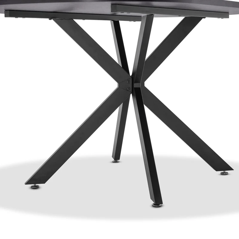 FRANKYSTAR Marui Small - Table à manger ovale en bois et métal avec pied central Kiso 150x90 cm - gris