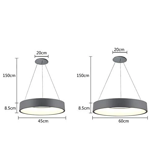 IXWQ Traditionnel Fer Art LED 55W Moderne Suspension Luminaire Île Plafond Éclairage Anneau Décoratif Design Lampe Table À Manger Lustre Métal Acrylique Luminaire Suspendu for Salon Trois Couleurs Gra