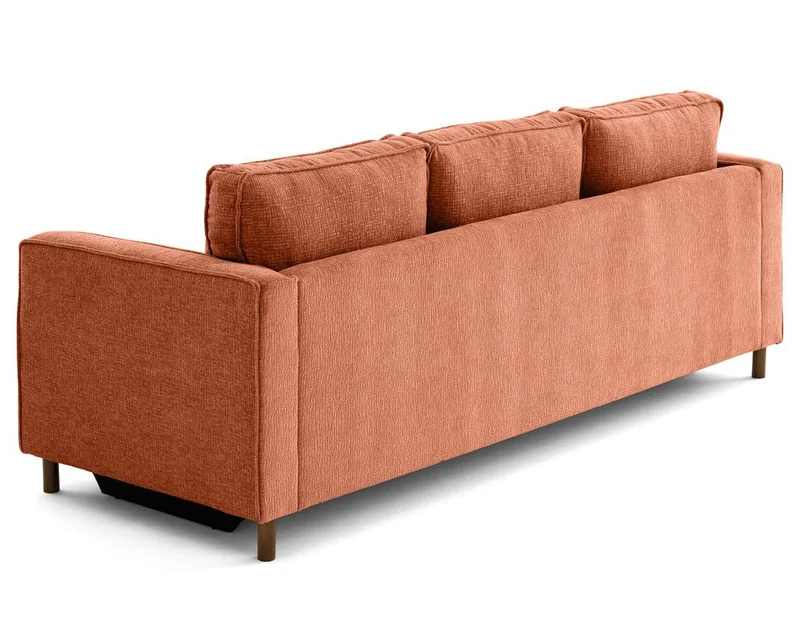 Lisa Design - Jake - canapé Droit 3 Places Convertible en Tissu Velours Relief, Terracotta