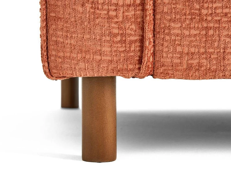 Lisa Design - Jake - canapé Droit 3 Places Convertible en Tissu Velours Relief, Terracotta