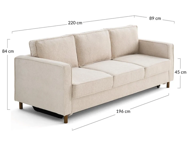 Lisa Design - Jake - canapé Droit 3 Places Convertible en Tissu Velours Relief, Terracotta