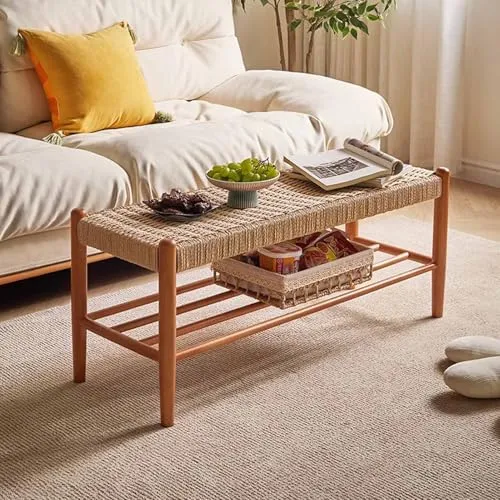 Banc à chaussures en bois de cerisier avec rangement pour entrée, étagère à chaussures pour chambre à coucher, repose-pieds étroit, banc de lit