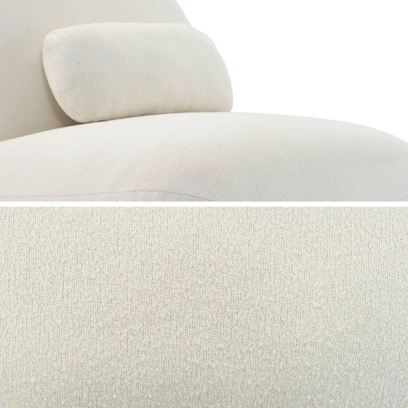 sweeek - Fauteuil pivotant 360° en Bouclette texturée Blanc crème. piètement en métal Noir Mat - Spino