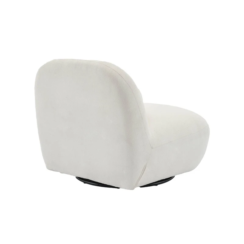 sweeek - Fauteuil pivotant 360° en Bouclette texturée Blanc crème. piètement en métal Noir Mat - Spino