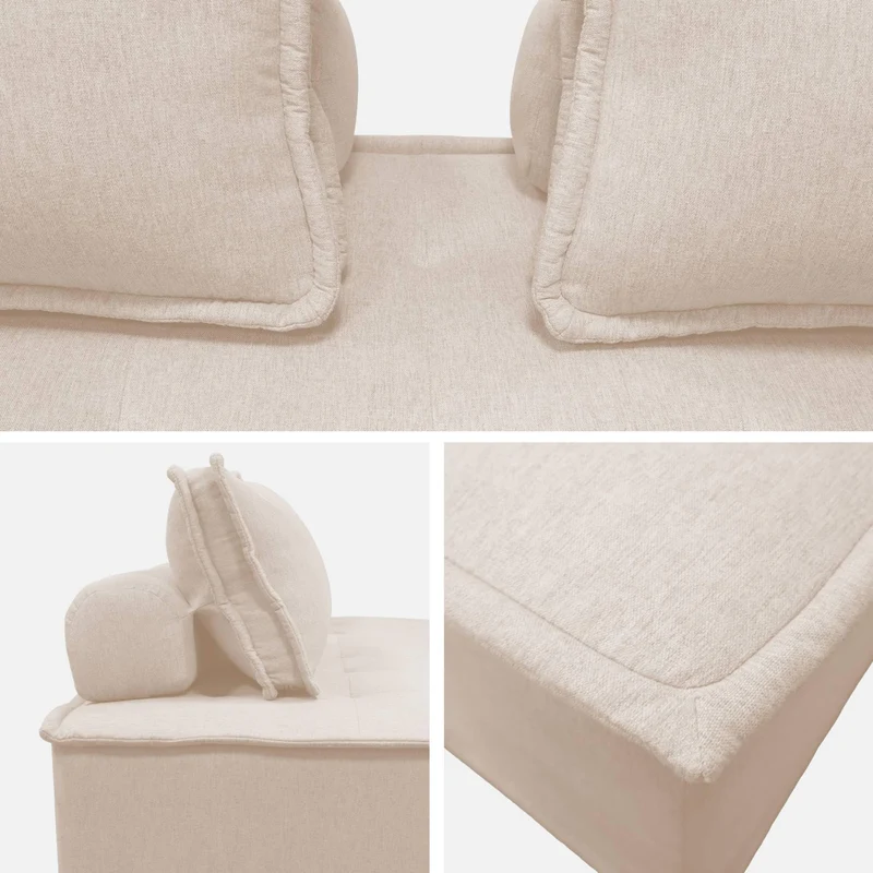 sweeek - Chauffeuse 2 Places pour canapé modulable Tissu capitonné crème