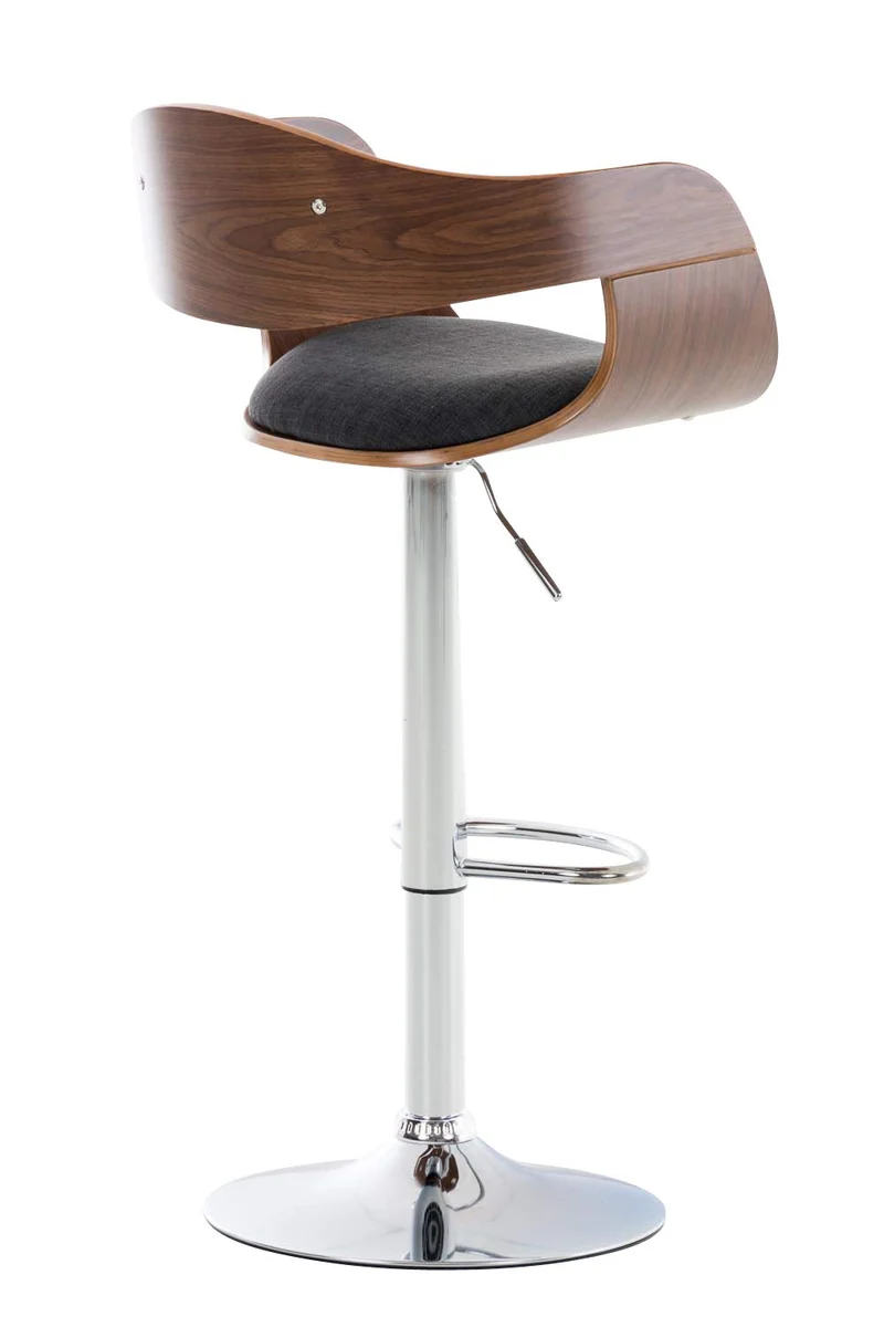 CLP Lot De 2 Tabourets De Bar Kingston en Tissu I Chaise Haute De Bar Réglable en Hauteur I Piètement Métallique I Rembourrage Epais, Couleur:Noyer/Gris foncé