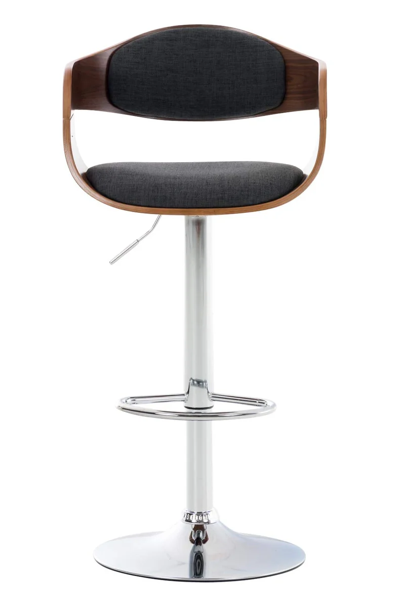 CLP Lot De 2 Tabourets De Bar Kingston en Tissu I Chaise Haute De Bar Réglable en Hauteur I Piètement Métallique I Rembourrage Epais, Couleur:Noyer/Gris foncé