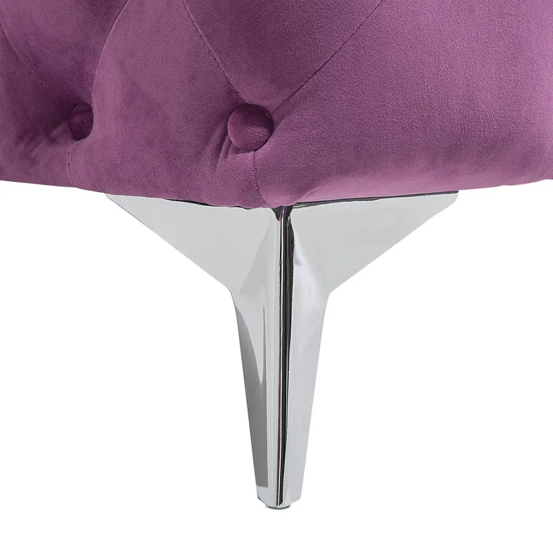 Canapé Fixe 3 Places Capitonné en Velours Violet de Qualité Idéal pour Salon au Design Glamour et Traditionnel Beliani