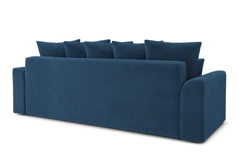 BAÏTA Canapé Droit Convertible Nova 3 Places en Velours côtelé Bleu Cobalt