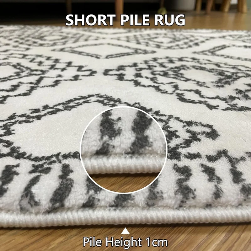 Leesentec Tapis Salon Abstrait Moderne à Motif Géométrique - Poil Court, Doux pour Chambre - Noir, Blanc, Beige, Ivoire (Ivoire/Noir, 200 * 250cm)