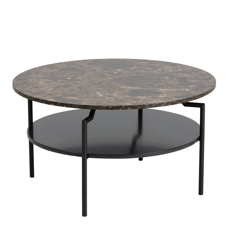 Furniture To Go Table Basse Ronde Goldington Marron avec Effet marbre