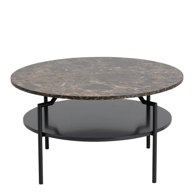 Furniture To Go Table Basse Ronde Goldington Marron avec Effet marbre