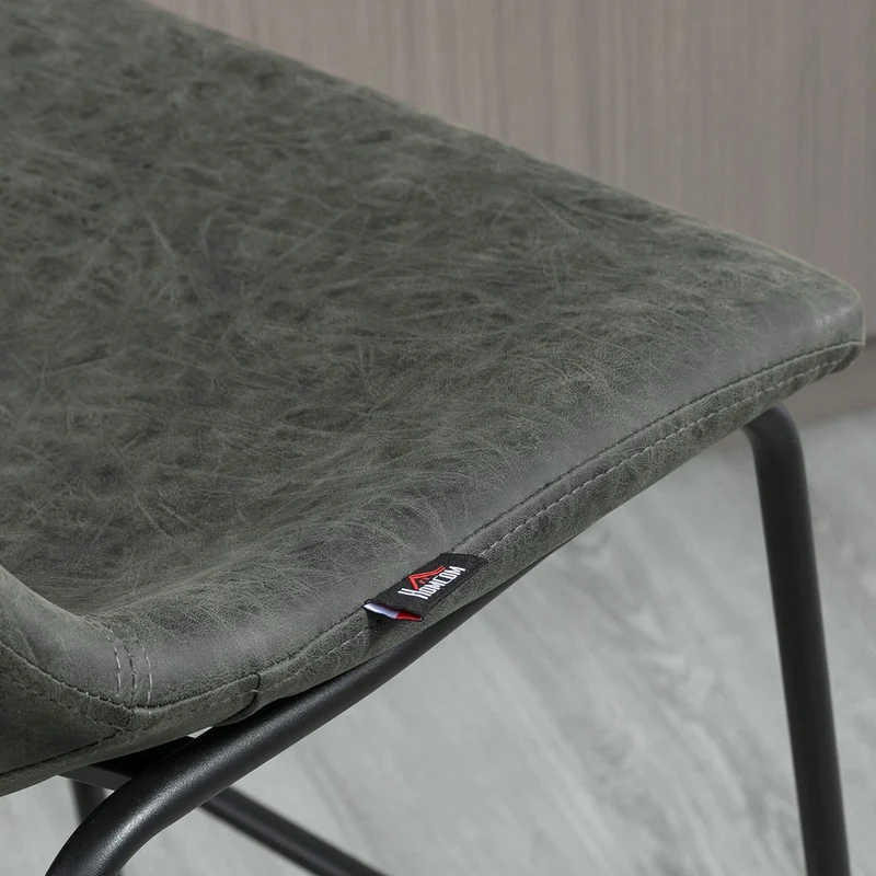 HOMCOM Lot de 2 tabourets de Bar Design Vintage Hauteur 73 cm avec Repose-Pieds métal et revêtement synthétique - Gris foncé