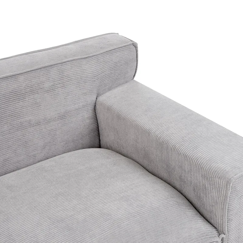 Canapé 3 Places en Velours Côtelé Gris Clair Rembourrage Épais en Mousse Ultra Confortable Idéal pour Salon Moderne et Industriel Beliani