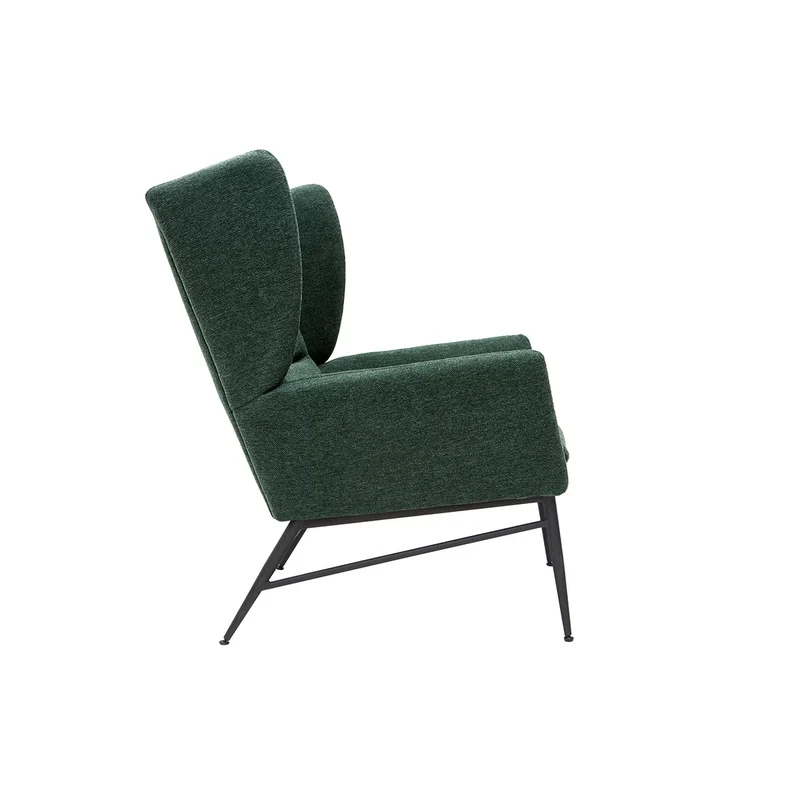Miliboo Fauteuil Design en Tissu Effet Velours texturé Vert et métal Noir Come