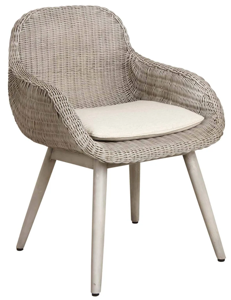 AUBRY GASPARD Fauteuil en rotin Gris et Bois