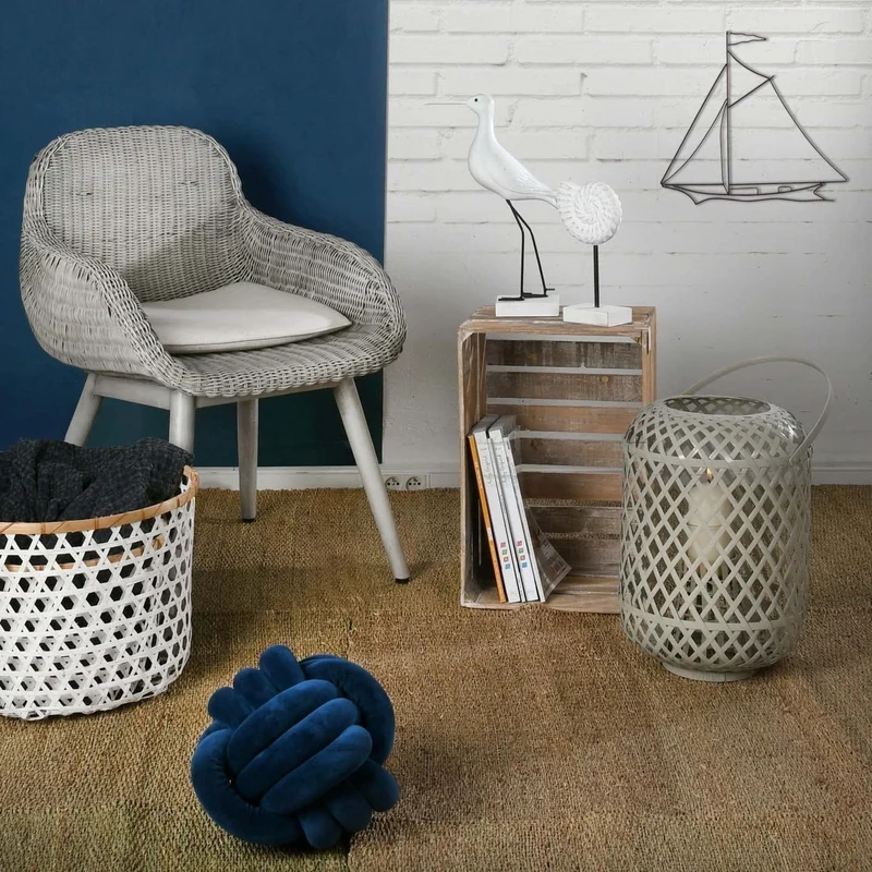 AUBRY GASPARD Fauteuil en rotin Gris et Bois