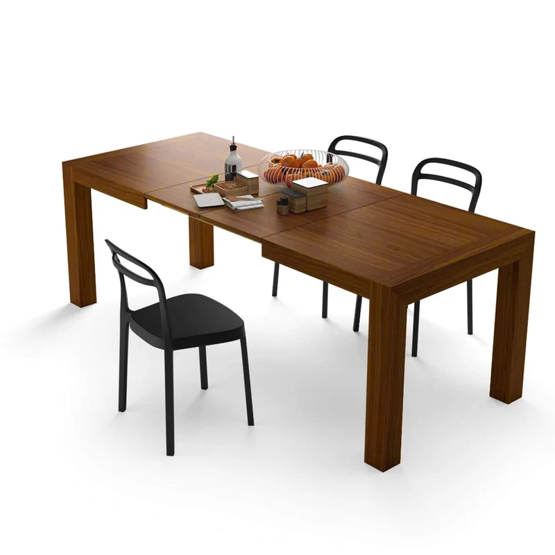 Mobili fiver, cuisine, extensible jusqu'à 220 cm de table, Jacopo lambris, Canaletto Walnut (Noyer), 140 x 90 x 77 cm