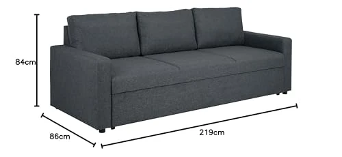 AC Design Furniture Richard 3 Places, Tissu, Gris foncé, H: 84 x B: 219 x T: 86 cm