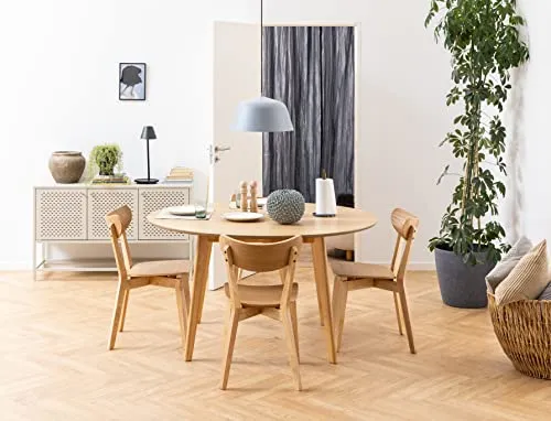 AC Design Furniture Roxanne Chaise de Salle à Manger, Bois, chêne, H: 79,5 x B: 45 x T: 55 cm, Beige