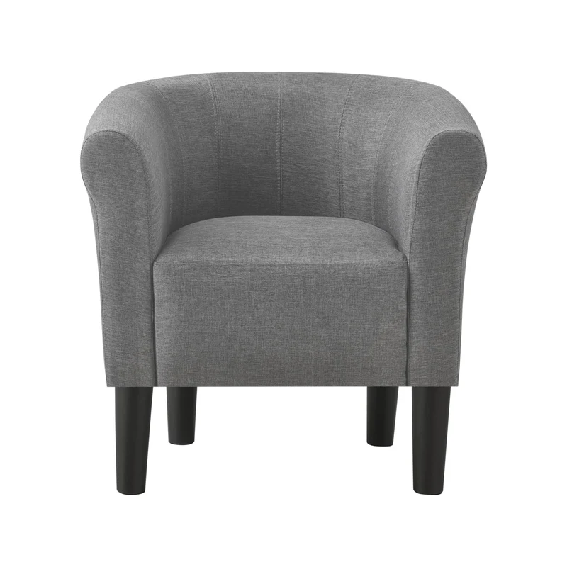 [en.casa] Fauteuil Chaise Siège Tissu Polyester Plastique Gris 70 x 70 x 58 cm