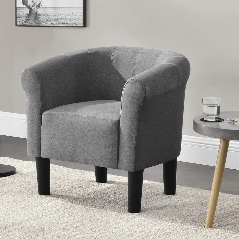 [en.casa] Fauteuil Chaise Siège Tissu Polyester Plastique Gris 70 x 70 x 58 cm